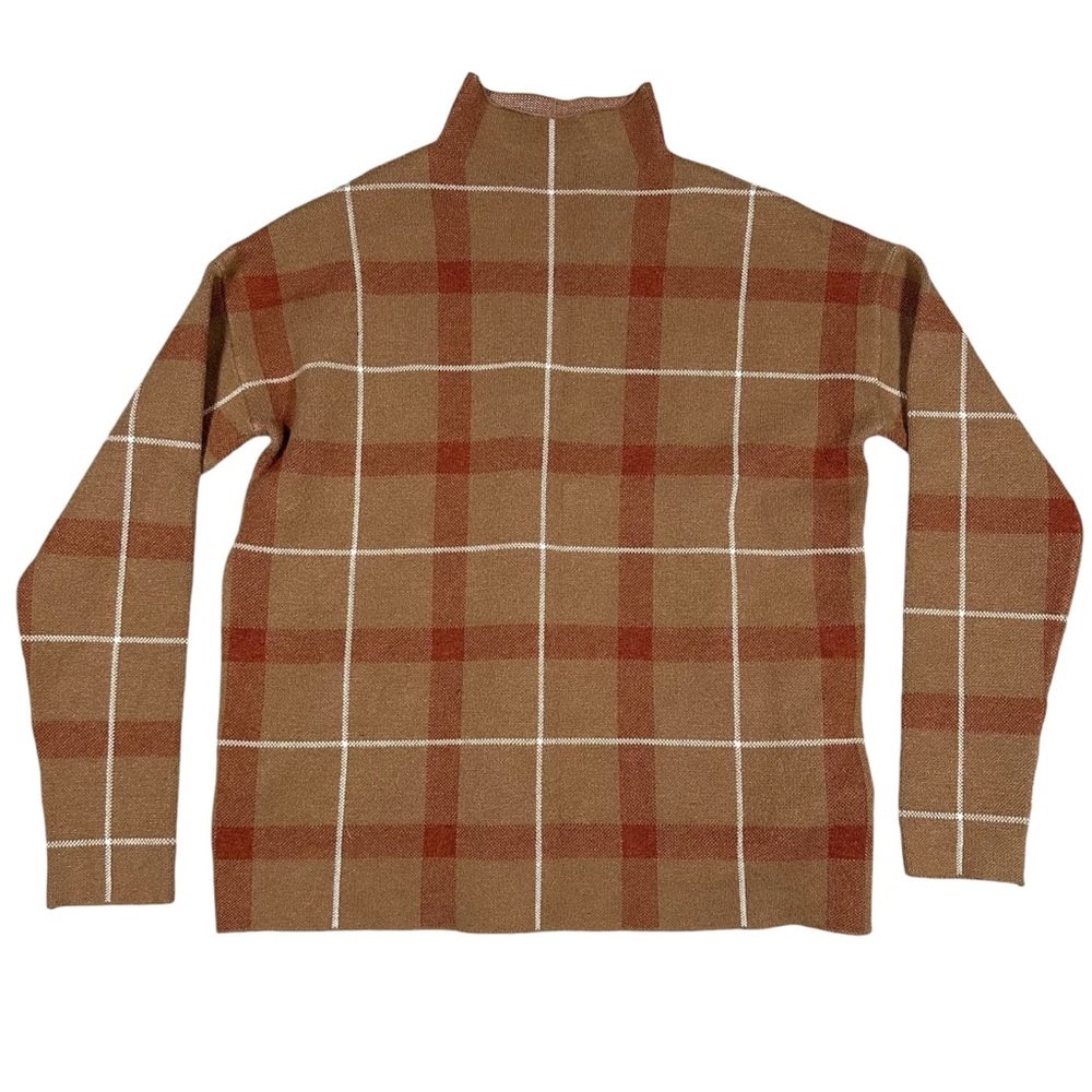Jones New York Mock Neck Plaid Sweater